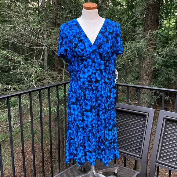 Chaps Dresses Nwt Chaps Blue Floral Dress Sz Xl Poshmark
